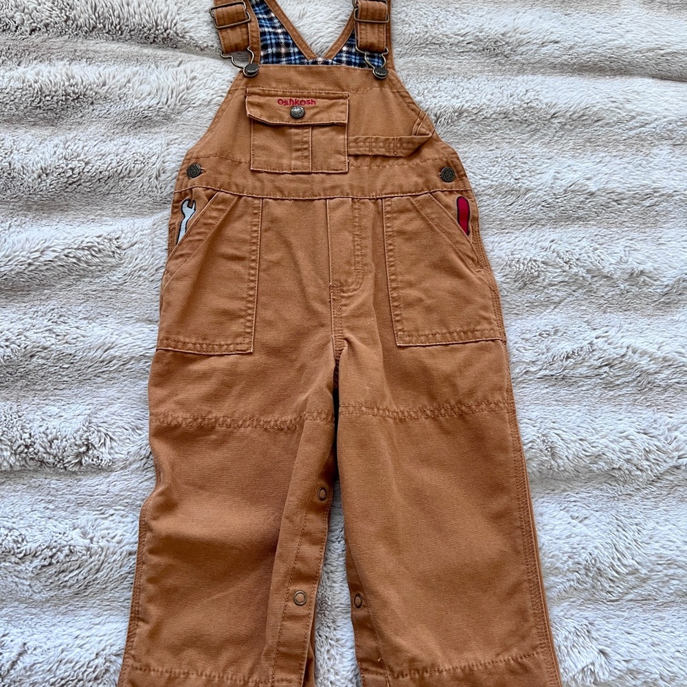 OshKosh B'gosh Brown Overalls with Adjustable Straps and Sturdy Cotton Fabric